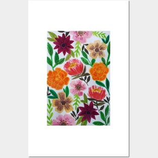 Watercolor pressed flowers pattern Posters and Art